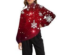 Accogliente felpa natalizia da donna 2025, una luce colorata, carina casual e alla moda, con scollo rotondo e stampa completa, per le donne, per la vita quotidiana, regali di Natale, Rd1., L