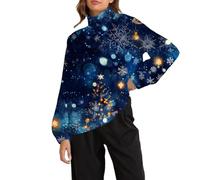 Accogliente felpa natalizia da donna 2025, una luce colorata, carina casual e alla moda, con scollo rotondo e stampa completa, per le donne, per la vita quotidiana, regali di Natale, BU1., S