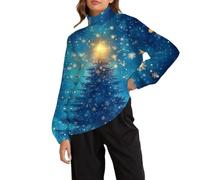 Accogliente felpa natalizia da donna 2025, una luce colorata, carina casual e alla moda, con scollo rotondo e stampa completa, per le donne, per la vita quotidiana, regali di Natale, Bu2, XXL