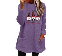 Accogliente felpa soffice da donna 2025 alla moda invernale pullover termico senza cappuccio con cappuccio per allenamento interno ed esterno cappotto termico regali di Natale, Viola, 3XL