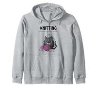 Accogliente Gatto di Fantascienza Che Lavora a Maglia perché l'omicidio è Sbagliato Felpa con Cappuccio