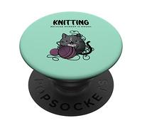 Accogliente gatto di fantascienza che lavora a maglia perché l'omicidio è sbagliato PopSockets PopGrip Adesivo