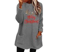 Accogliente giacca in pile natalizio da donna, soffici felpe con cappuccio da donna JGA, per damigelle d'onore, autunno inverno, termica, senza cappuccio, in peluche, per regali di Natale, Grigio, XL