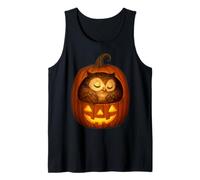 Accogliente Gufo Addormentato Dentro Zucca Jack-O'-Lantern Art Halloween Canotta