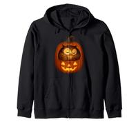 Accogliente Gufo Addormentato Dentro Zucca Jack-O'-Lantern Art Halloween Felpa con Cappuccio
