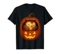 Accogliente Gufo Addormentato Dentro Zucca Jack-O'-Lantern Art Halloween Maglietta