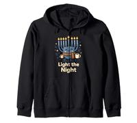 Accogliente Menorah Light The Night Design Hanukkah Felpa con Cappuccio