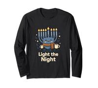 Accogliente Menorah Light The Night Design Hanukkah Maglia a Manica