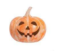 Accogliente ornamento autunnale a forma di zucca con apertura cava per posizionare candele a LED, realizzato in resina per una decorazione stagionale interna di lunga durata (17 cm)