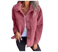 Accogliente Petto Teddy Cappotto Per Autunno E Inverno Con Risvolto Collare Alla Moda E Caldo Capispalla Per Le Donne, rosa, XXL