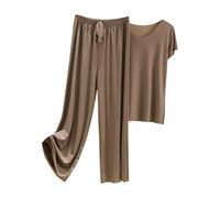 Accogliente pigiama da donna 2 pezzi pigiama biancheria intima da donna abbigliamento quotidiano per la famiglia top a maniche corte pantaloni camicia pantaloni set biancheria intima abbigliamento