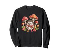 Accogliente Riccio con Sciarpa Scozzese Rossa e Funghi Design Felpa