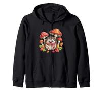 Accogliente Riccio con Sciarpa Scozzese Rossa e Funghi Design Felpa con Cappuccio