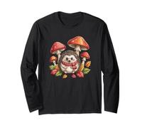 Accogliente Riccio con Sciarpa Scozzese Rossa e Funghi Design Maglia a Manica