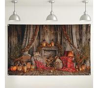 Accogliente sfondo autunnale con vendemmia autunnale, sfondo fotografico in legno rustico e decorazione autunnale, caldo ambiente stagionale per interni ed esterni, per eventi del Ringraziamento e