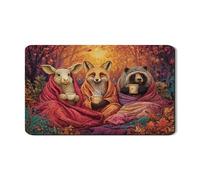 Accogliente tappetino scolapiatti per cucina, foglie autunnali in gomma assorbente, tappetino scolapiatti con simpatici animali amici, 30,5 x 50,8 cm