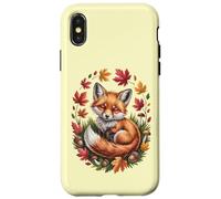 Accogliente volpe rossa autunnale incastonata tra foglie e ghiande Custodia per iPhone X/XS