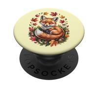 Accogliente volpe rossa autunnale incastonata tra foglie e ghiande PopSockets PopGrip Adesivo