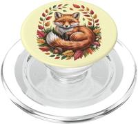 Accogliente volpe rossa autunnale incastonata tra foglie e ghiande PopSockets PopGrip per MagSafe