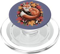 Accogliente volpe rossa autunnale incastonata tra foglie e ghiande PopSockets PopGrip per MagSafe