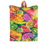 Accoglienti coperte in peluche coperte da spiaggia, fette di frutta gocce d'acqua vibranti, regalo di Halloween per San Valentino per coperta, applicabile a regali, biancheria da letto, trapunta