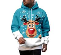 Accoglienti felpe invernali 2026 con stampa festiva calda foderata in pile comode felpe per le vacanze per il freddo perfette per attività all'aperto e casual con stile comfort, blu cielo, 4XL