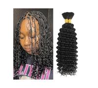 Acconciatura con trecce Capelli umani intrecciati for trecce boho, 14-24 pollici, 100 g, capelli brasiliani vergini, ondulati profondi, alla rinfusa Estensioni(24inches)