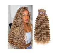 Acconciatura con trecce Extension for capelli umani intrecciati biondo miele 27# for trecce boho, senza trama, ondulate e profonde Estensioni(30inches)