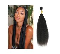 Acconciatura con trecce Human Braiding Hair for Boho Braids Kinky Straight Bulk Extensions 50g/Bundles No Weft Estensioni(24inches)