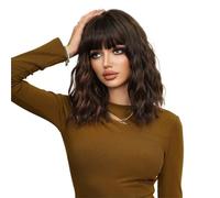 Acconciatura Parrucca a rotolo corto, copertura completa for la testa da donna, capelli naturali sulla clavicola a