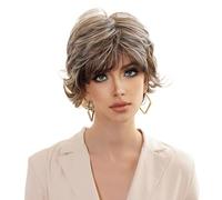 Acconciatura Parrucca for capelli corti e ricci da donna con una copertura completa della testa soffice che riduce l'età