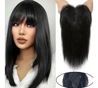 Acconciatura superiore dritta con frangia a forma di T, per donne con capelli sottili, mollette invisibili per ciocche di capelli naturali che donano un aspetto naturale, extension di capelli umani mi