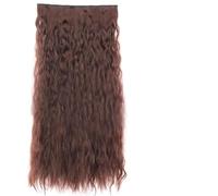 Acconciature sintetiche ondulate lunghe 5 clip nelle estensioni dei capelli Parrucchino marrone resistente al calore One Piece 5 clip per capelli per donne-Q55-33-22 pollici-55 cm-CINA