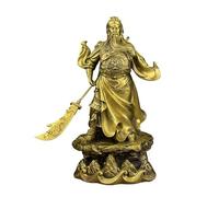 Accoppiamento Statue di culto del Buddha Ottone Dio della ricchezza Guan Gong Statua Ornamenti Cinese Feng Shui Figurina Seduta Scultura Decorazione