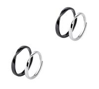 Accoppiati Anelli regolabili 4 pezzi Modificabili Accoppia di anelli Ringi per coppie anelli di coppia Anelli in argento Sterling Apertura di anelli in argento puro Accessori di fidanzamento