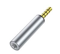 Accoppiatore a 4 sezioni da 3,5 mm, convertitore, testa dritta argentata | Adattatore stereo portatile da 3,5 mm a 3,5 mm con interfacce placcate in oro per migliorare il suono