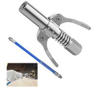 Accoppiatore Ingrassatore G Grasso con Tubo Acciaio da 30cm, testina ingrassatore, punta ingrassatore - Ingrassatore Professionale Pneumatico per Tutte le Pressa per Grasso - Robusto e Durevole (A)