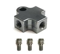 Accoppiatore universale a T per tubo del freno per moto ATV, in alluminio CNC, adattatore a 3 vie con 3 bulloni M10 Banjo (grigio)