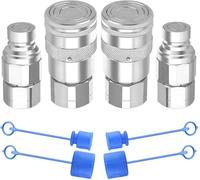 Accoppiatori idraulici a connessione rapida 1/4", 3/8", 1/2" per NPT faccia piatta con tappo antipolvere, acciaio al carbonio 5076 PSI per Bobcat, Case New, per l'Olanda, per KUBOTA Skid Steer (NPT1/4
