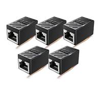 Accoppiatori RJ45, 5 pezzi, schermati in linea, Gigabit Ethernet, LAN, rete Internet, connettori per cavo Ethernet Cat7/Cat6a/Cat5e, adattatore femmina a femmina, nero