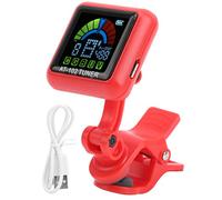 Accordatore con clip per chitarra, accessori per accordatore per chitarra, accordatore micro paletta, batteria incorporata ricaricabile tramite USB per ukulele violino (Rosso)