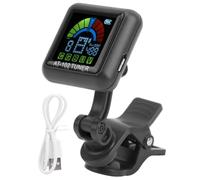 Accordatore con clip per chitarra, accessori per accordatore per chitarra, accordatore micro paletta, batteria incorporata ricaricabile tramite USB per ukulele violino (Nero)