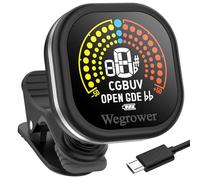 Accordatore per chitarra ricaricabile, a clip con display LCD a colori, con modalità di accordatura cromatica, per chitarra, ukulele, violino, per tutti gli strumenti a corda