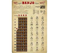 Accordi, Rulli, Posizioni della Tastiera del Banjo, Banjo, Conoscenza, Cartelli in Metallo, Decorazioni da Parete, Accordi, Rulli, Posizioni della Tastiera del Banjo, Poster, Guida per Principi