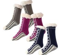 Accordinglye - Calzini in cashmere ultra spessi per la casa, Toselfwith.6, antiscivolo, soffici, caldi, per interni e casa, 3 pezzi A., Taglia unica