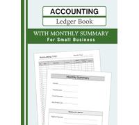Accounting Ledger Book 3 Column with Monthly Summary & Review System: Simple Income and Expense Log Book/Tracker for Small Business, Bookkeeping and Personal Use