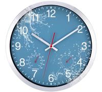 ACCSHINE Orologio da Parete Impermeabile per Esterni - con Termometro e Igrometro Orologio da Parete Senza Ticchettio Silenzioso 30cm Quarzo a Batteria Grande Deco da Giardino (Azzurro Cielo)