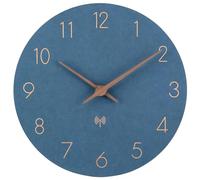 ACCSHINE Orologio da parete radiocontrollato in legno MDF senza ticchettio, silenzioso, batteria al quarzo, grande orologio da parete facile da leggere per stanze, casa, cucina (Blu + numeri arabi)