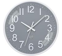 ACCSHINE Orologio da parete radiocontrollato, silenzioso, 30 cm, funzionamento a batteria al quarzo, facile da leggere, per stanze, casa, cucina, camera da letto, ufficio, scuola (Grigio)