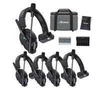 Accsoon Como Sistema Intercom Wireless Full Duplex 1,9 GHz Intercom per Casco con Portata di 400m, Microfono Dual-Mic ENC Flip-to-Mute per Produzione TV e Film. (1 Host 4 Remote Kit)